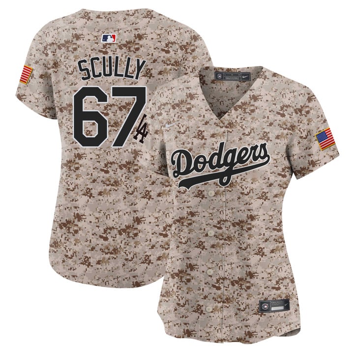 Women Los Angeles Dodgers 67 Scully Camo Stitched 2025 Jersey